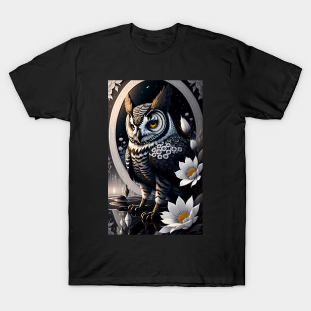 Magical Black Owl T-Shirt by ERArts